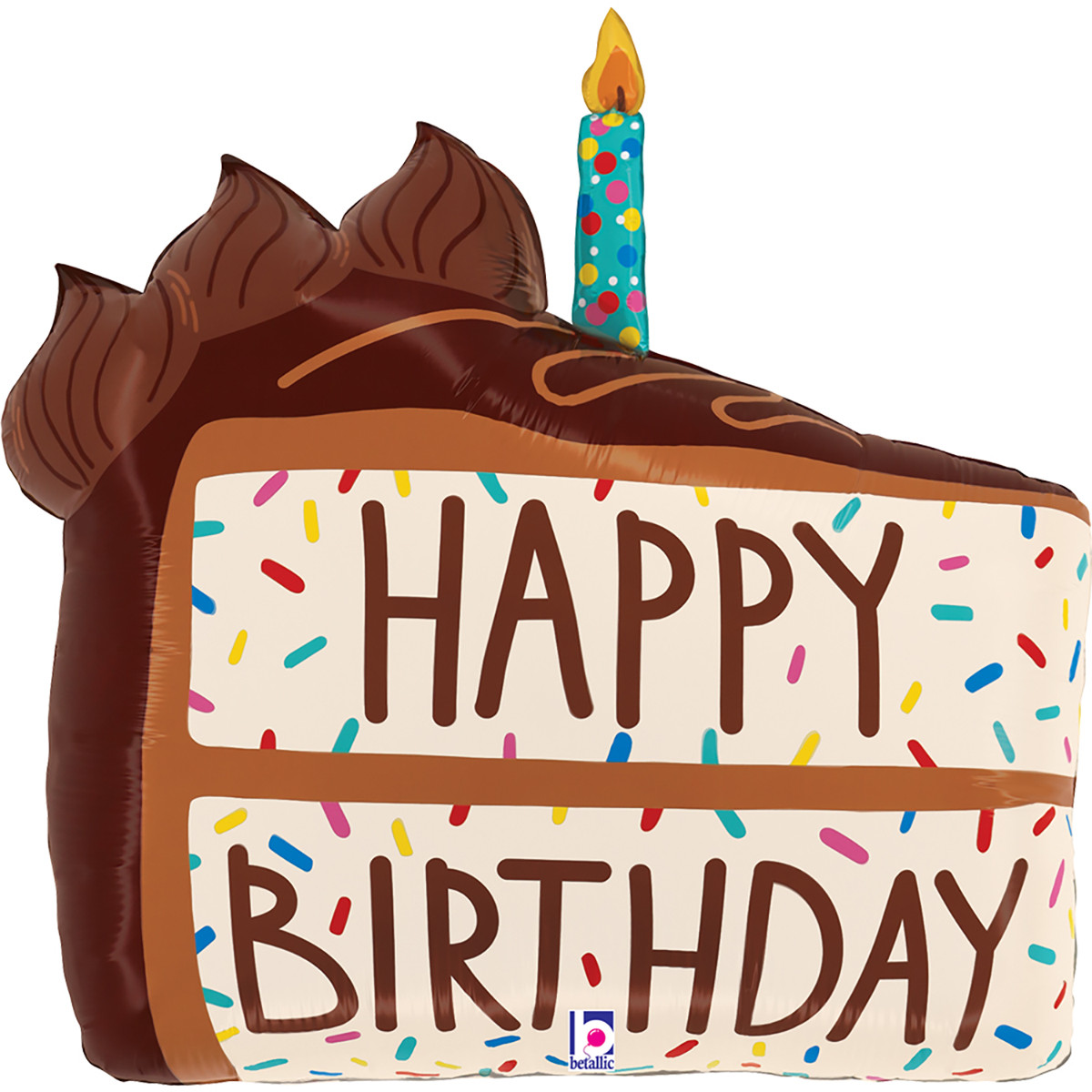 Фольгована кулька фігура "Шматок торта Happy B-day" коричнева Grabo 61x60 см (1шт.)