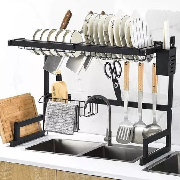 Металева дворівнева кухонна сушарка для посуду Kitchen Rack