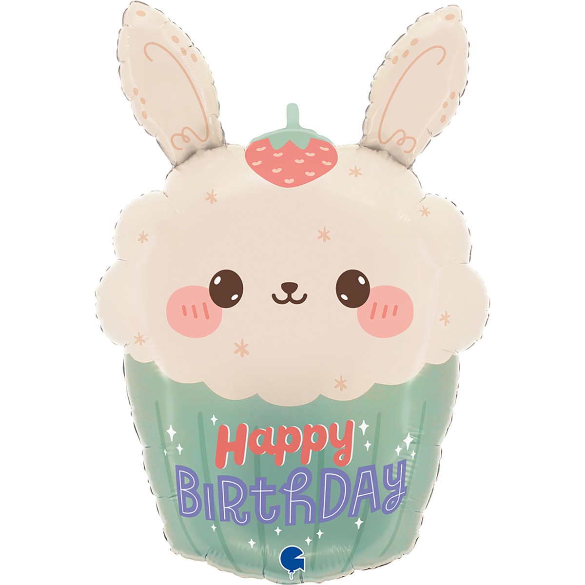 Фольгована кулька фігура "Кролик happy birthday" кольорова Grabo 38x59 см (1шт.)