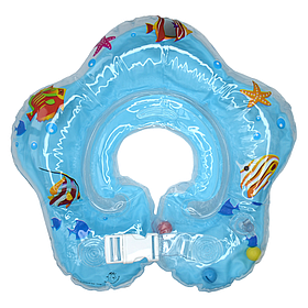 Коло для купання новонароджених на шию з перших днів життя з регулюванням розміру Lindo синій