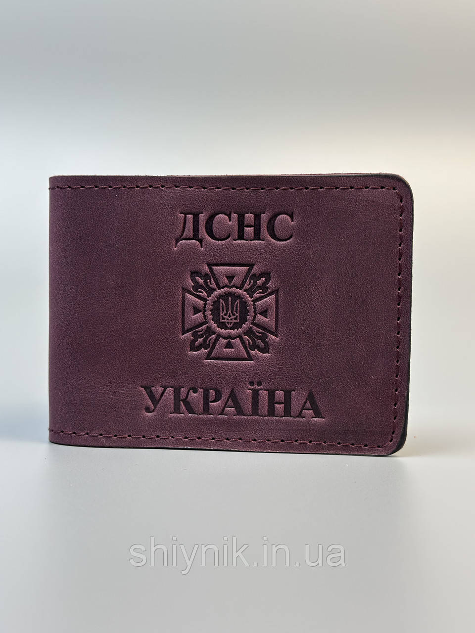 Шкіряна обкладинка для посвідчення ДСНС бордова