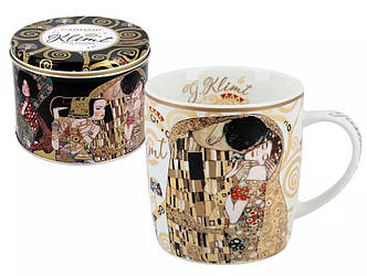 Кружка фарфорова в металевій коробці Carmani Г. Клімт Поцілунок, білий фон, 380мл (532-3101)