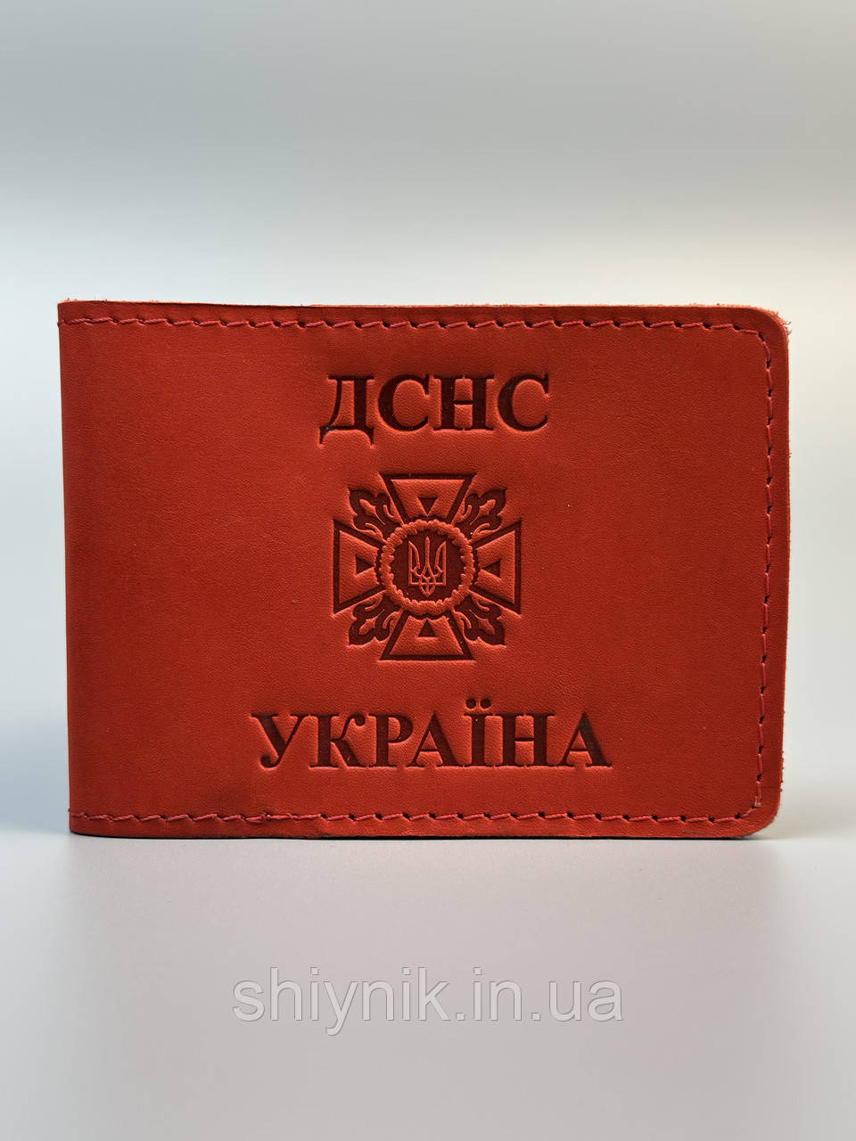 Шкіряна обкладинка для посвідчення ДСНС червона