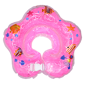 Коло для купання новонароджених на шию з перших днів життя з регулюванням розміру Lindo рожевий