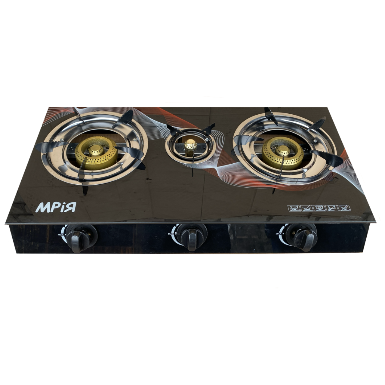 Плита настільна газова Мрія 3 конфорки Скло - фото 1 - id-p1797375176