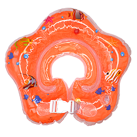 Коло для купання новонароджених на шию з перших днів життя з регулюванням розміру Lindo помаранчевий