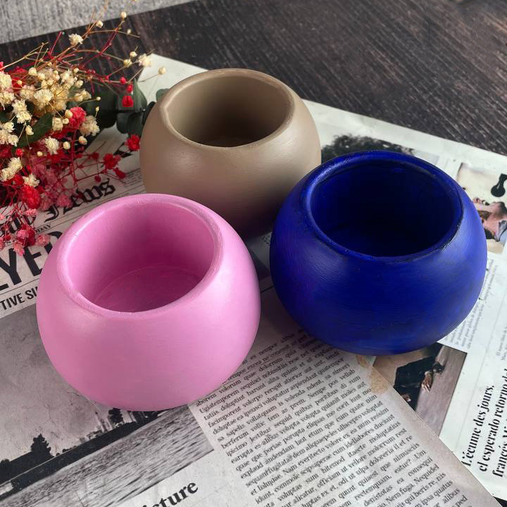 Кашпо з гіпсу - Куля Рожевий, фото 1