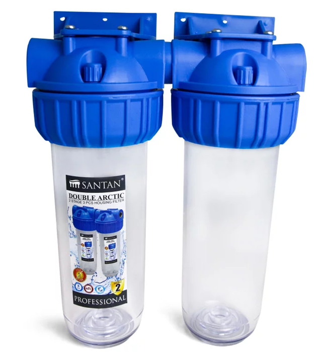Фільтр для очищення води подвійний SANTAN Double Arctic 3PS, 1/2", корпус, кріплення, ключ (без картриджа)