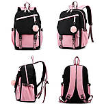 Щільний шкільний рюкзак для дівчат КУРОМІ АНІМЕ з USB Рожевий водонепроникний рюкзак в школу 4, 5, 6, 7+ клас, фото 6