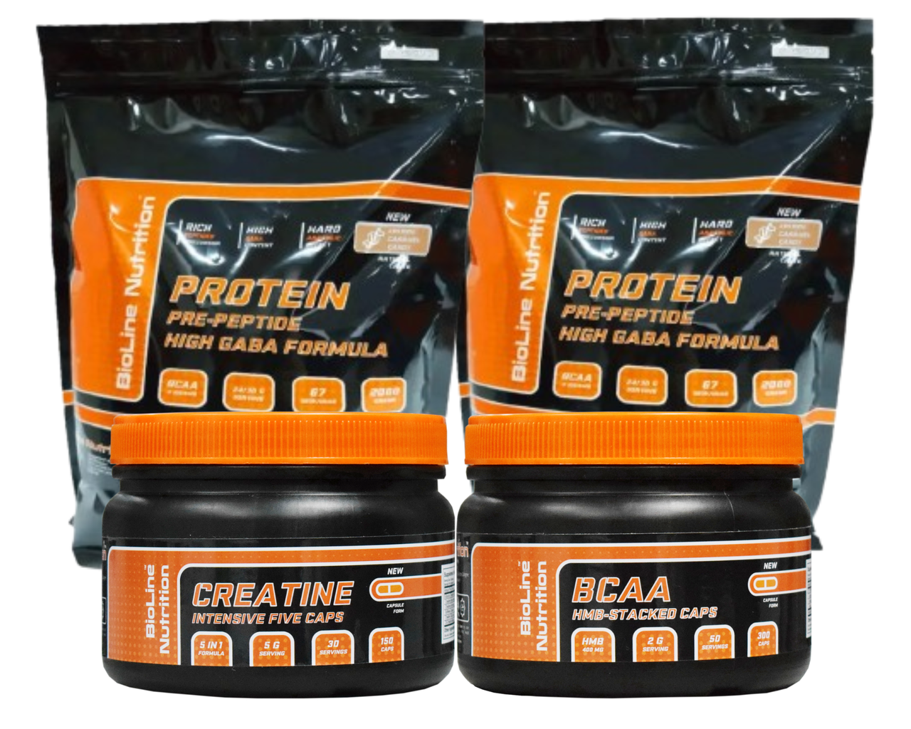 Протеїн 4 кг смак Тірамісу + Креатин у капсулах + Амінокислоти BCAA у капсулах Bioline Nutrition, фото 1