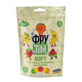 Натуральні льодяники на паличці Фрутим Асорті з п'яти смаків без доданого цукру