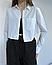 Жіноча укорочена блузка-сорочка з довгим рукавом стильна вільна котон, біла, розмір 42/46, фото 5