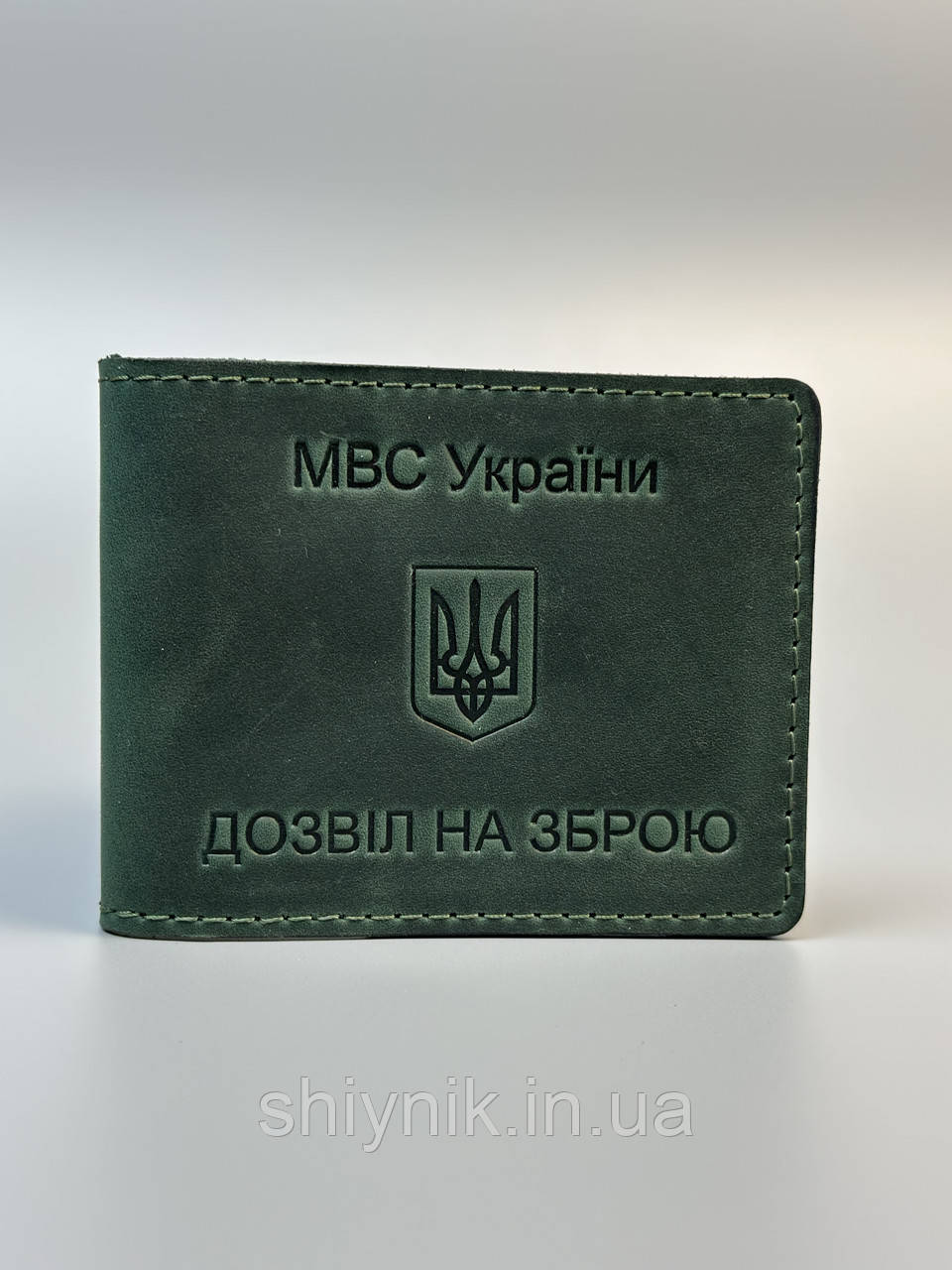 Шкіряна обкладинка для посвідчення ДОЗВІЛ НА ЗБРОЮ зелений