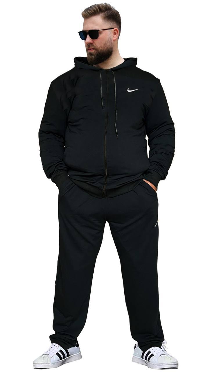 Чоловічий спортивний костюм Nike Батал чорний весняний осінній з капюшоном Великі розміри