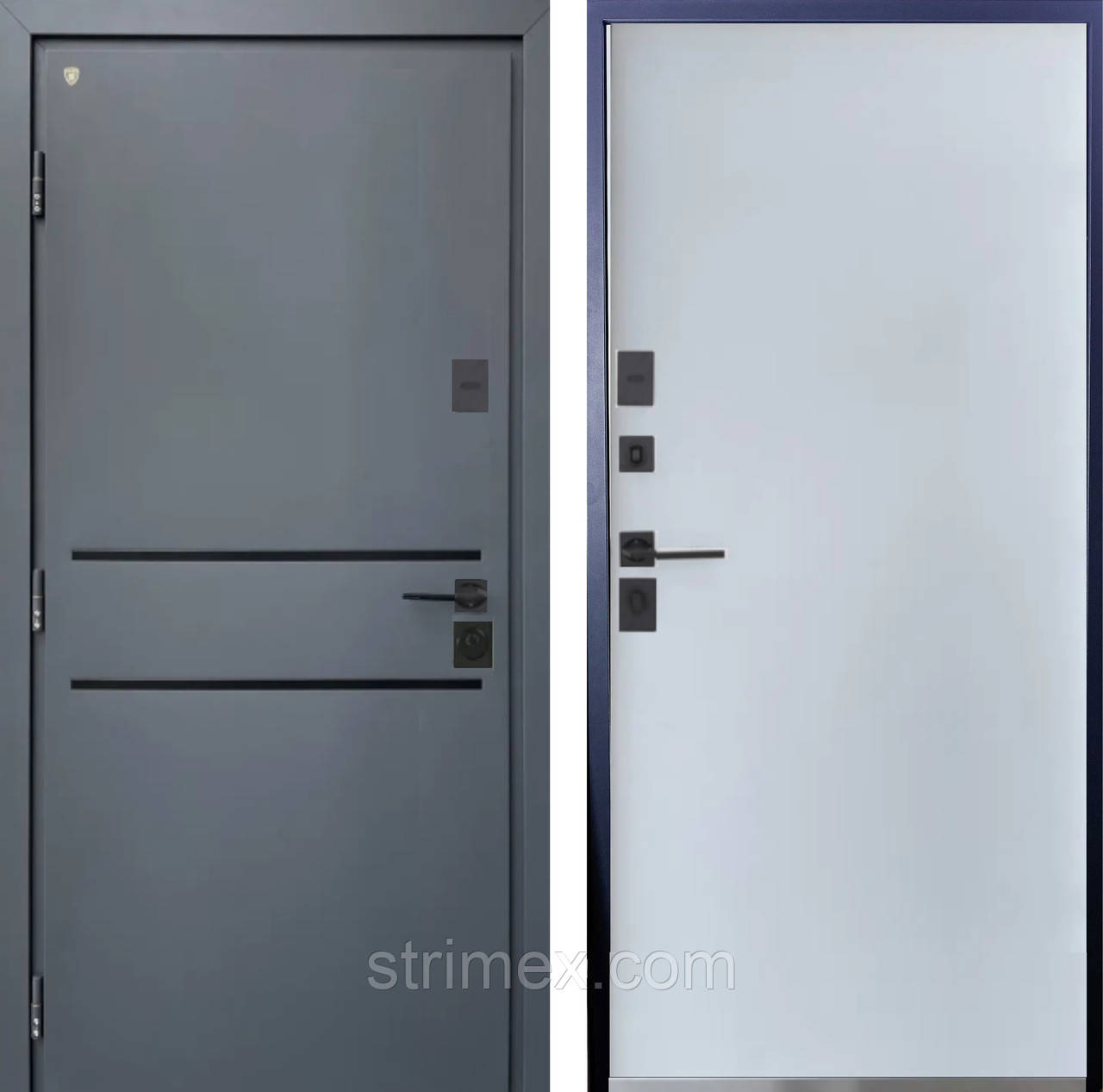 Двері вхідні 100% вуличні металеві "Стрімекс" Strimex NAUTILUS-Thermo PN Double line (Графіт)