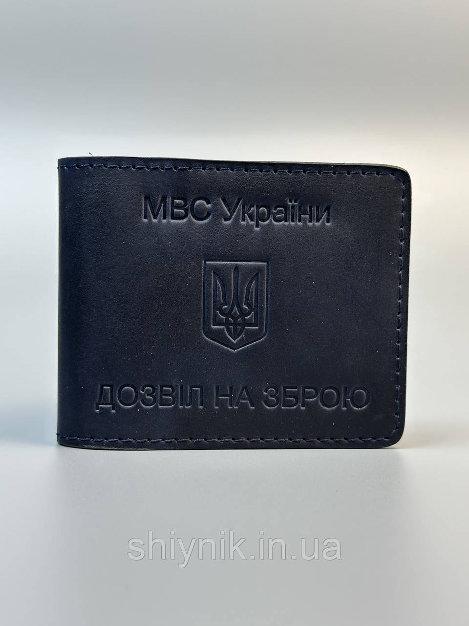 Шкіряна обкладинка для посвідчення ДОЗВІЛ НА ЗБРОЮ синя