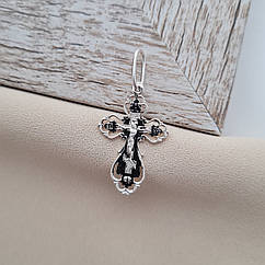 Хрестик срібний з розп'яттям Ісуса написом Спаси и Сохрани  ZIPEXPERT