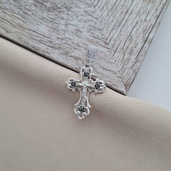 Хрестик срібний з розп'яттям написом Врятуй і Збережи ZIPEXPERT