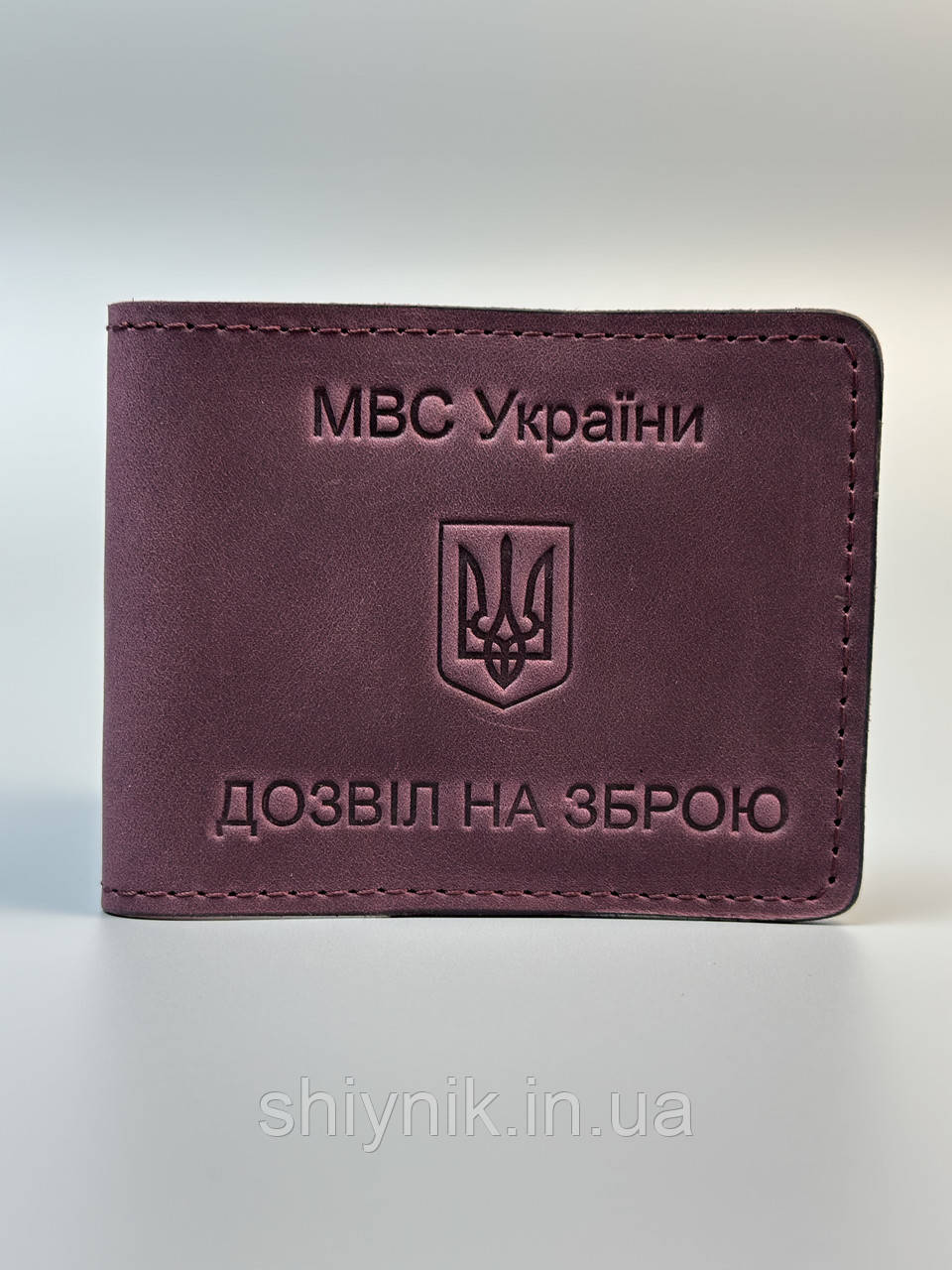 Шкіряна обкладинка для посвідчення ДОЗВІЛ НА ЗБРОЮ бордова (марсала)