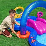 Надувний ігровий центр з гіркою та фонтаном Bestway 53167, дитячий ігровий басейн для дому, фото 3
