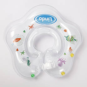 Круг для купання новонароджених на шию з перших днів життя з регулюванням розміру Lindo зелений Білий