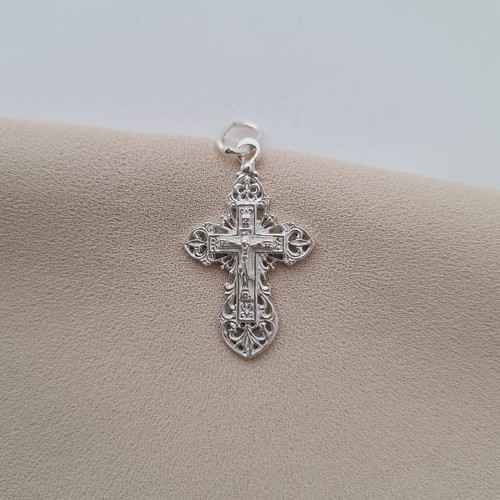 Хрестик срібний з розп'яттям Врятуй і Збережи LOVE-SHOP