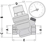 Регулятор (редуктор) зниження тиску води 1/2" під манометр (5.5-1 bar) для систем крапельного поливу, фото 3