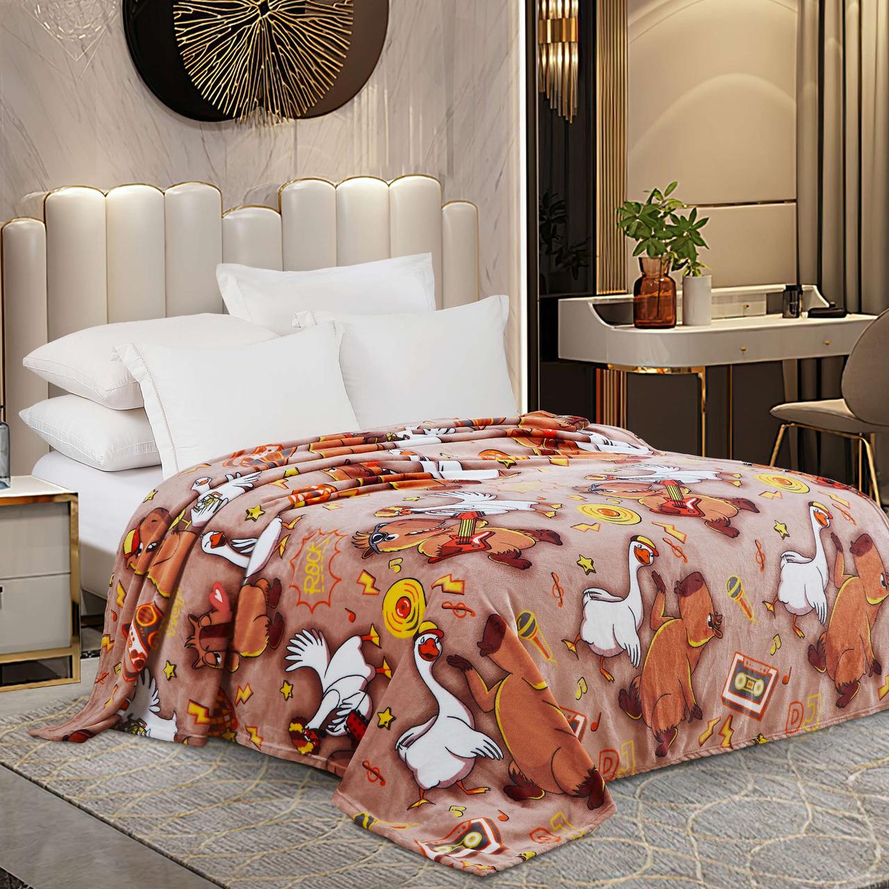 Плед фліс Капібари та гуси 150x200 см Love You