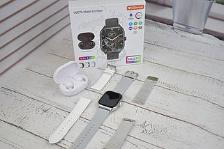 Розумний годинник WK76 + бездротові навушники Air Dots Smart Watch Bluetooth TWS гарнітура Сірий, фото 5