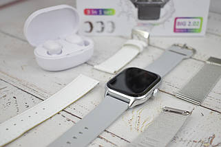 Розумний годинник WK76 + бездротові навушники Air Dots Smart Watch Bluetooth TWS гарнітура Сірий, фото 3