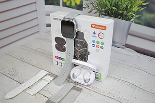 Розумний годинник WK76 + бездротові навушники Air Dots Smart Watch Bluetooth TWS гарнітура Сірий, фото 4