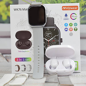Розумний годинник WK76 + бездротові навушники Air Dots Smart Watch Bluetooth TWS гарнітура Сірий