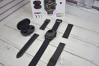 Розумний годинник WK76 + бездротові навушники Air Dots Smart Watch Bluetooth TWS гарнітура Чорний, фото 3
