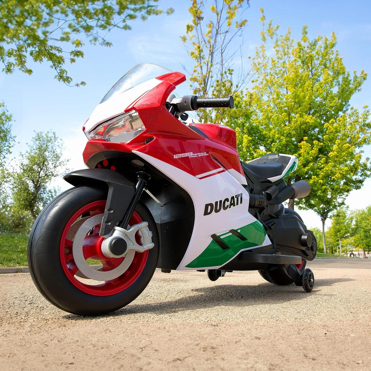 Дитячий електромобіль Мотоцикл Ducati Байк для дітей до 30 кг акумулятор музика Електромотоцикл червоно білий