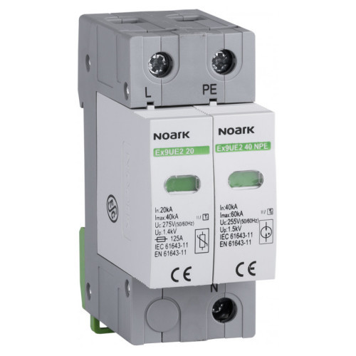 Обмежувач імпульсної перенапруги ОПН Ex9UE клас 2 (C) 20kA 1PN 275V AC plug-in технологія Noark 103349