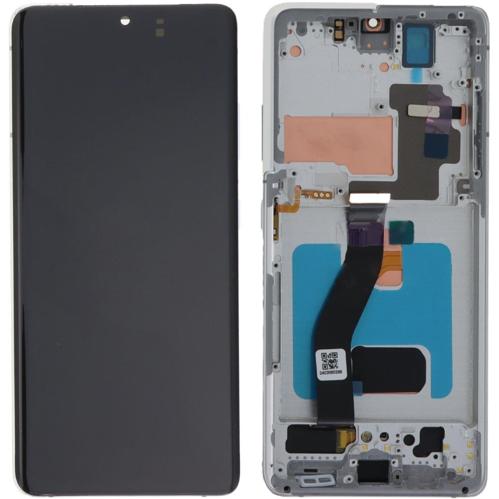 Дисплей Samsung G998 Galaxy S21 Ultra чорний, OLED, з рамкою сріблястого кольору, Phantom Silver, фото 1