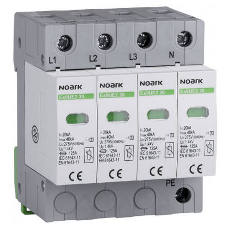 Обмежувач імпульсної перенапруги ОПН Ex9UE клас 2 (C) 20kA 4P 275V AC plug-in технологія Noark 103357, фото 1