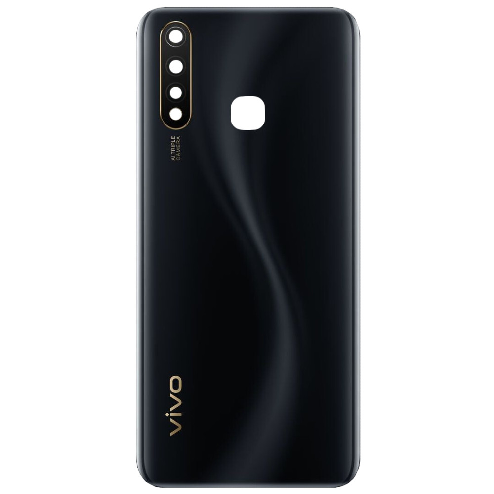 Задня кришка Vivo Y19 чорна, Magnetic Black, оригінал PRC + скло камери