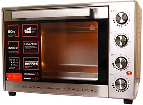 Електрична піч 60 л. 2200 Вт. Liberton LEO-602 Inox (конвекція, + рожна), фото 2