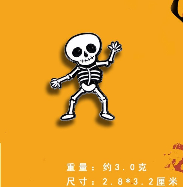 Брошка пін-значок Скелет, із серії Хелловін, фото 1