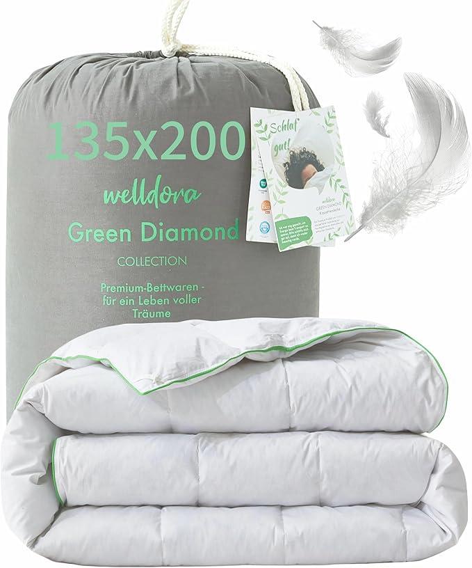 Welldora - Пухова ковдра 135 x 200 см. Літня, 100% надм'яке пір'я та пух, Oeko-Tex підходить для алергіків