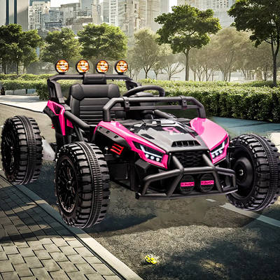 Модний рожевий електромобіль баггі на р/у / Дитячий електрокар машинка дівчинці EVA колеса 35W 12V Фари сигнал