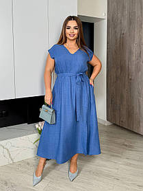 Літнє плаття з розрізом на спідниці 56-60