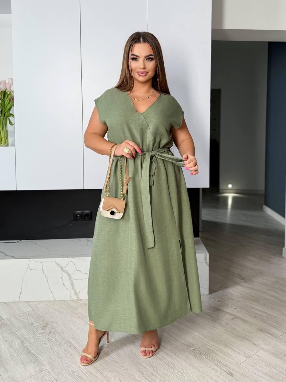 Літнє плаття з розрізом на спідниці, фото 1