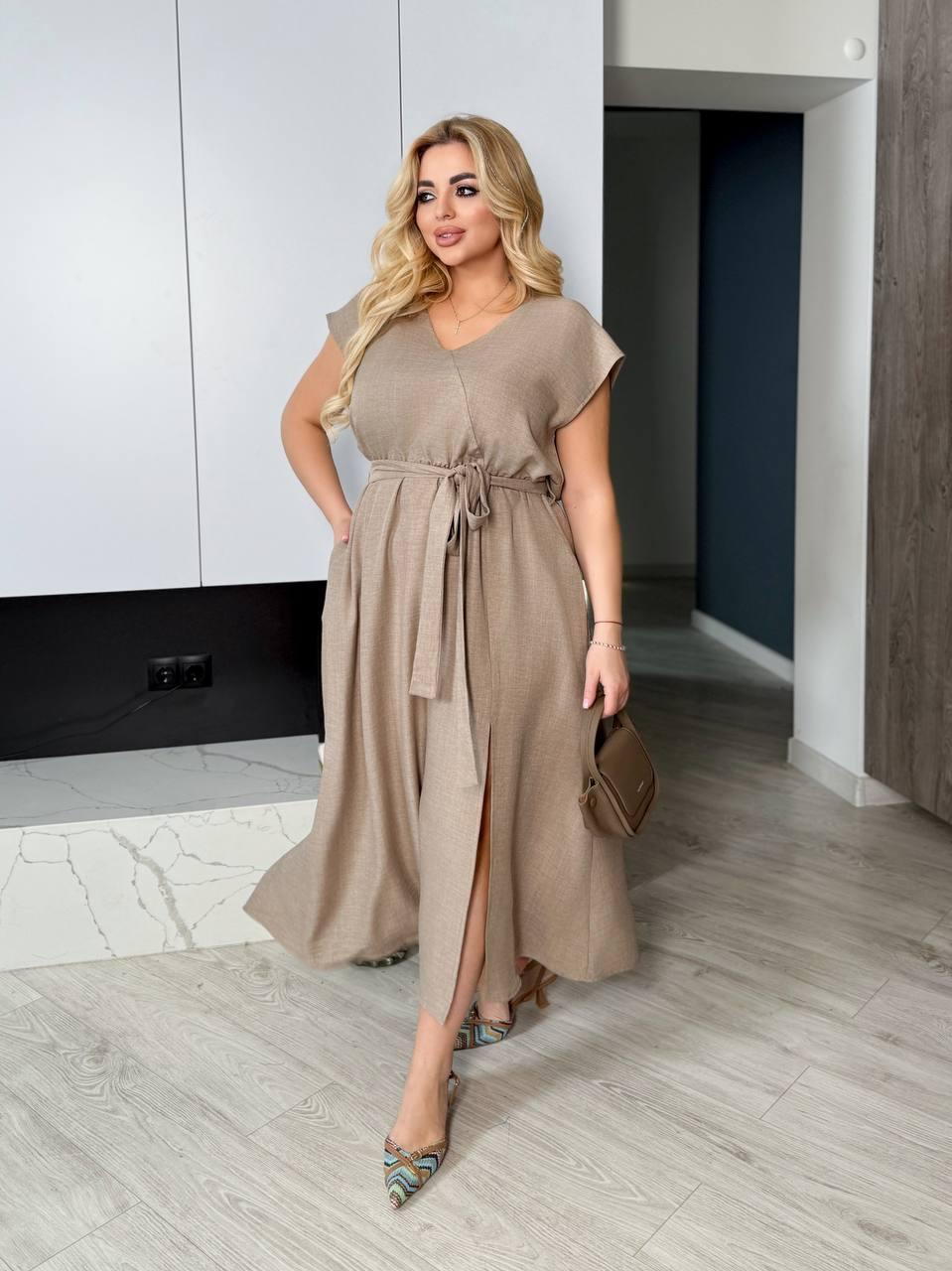 Літнє плаття з розрізом на спідниці, фото 1