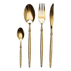 Набір столових приборів золото на 6 персон 24 шт ложки, виделки, ножі Золото Lugi