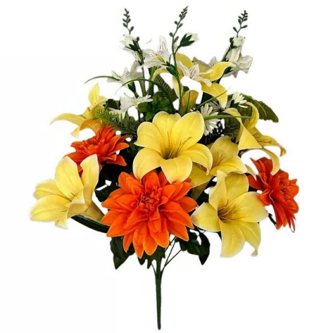 Штучні квіти букет мікс хризантеми, лілії, альстромерії, 70 см (6 шт. в уп), фото 1