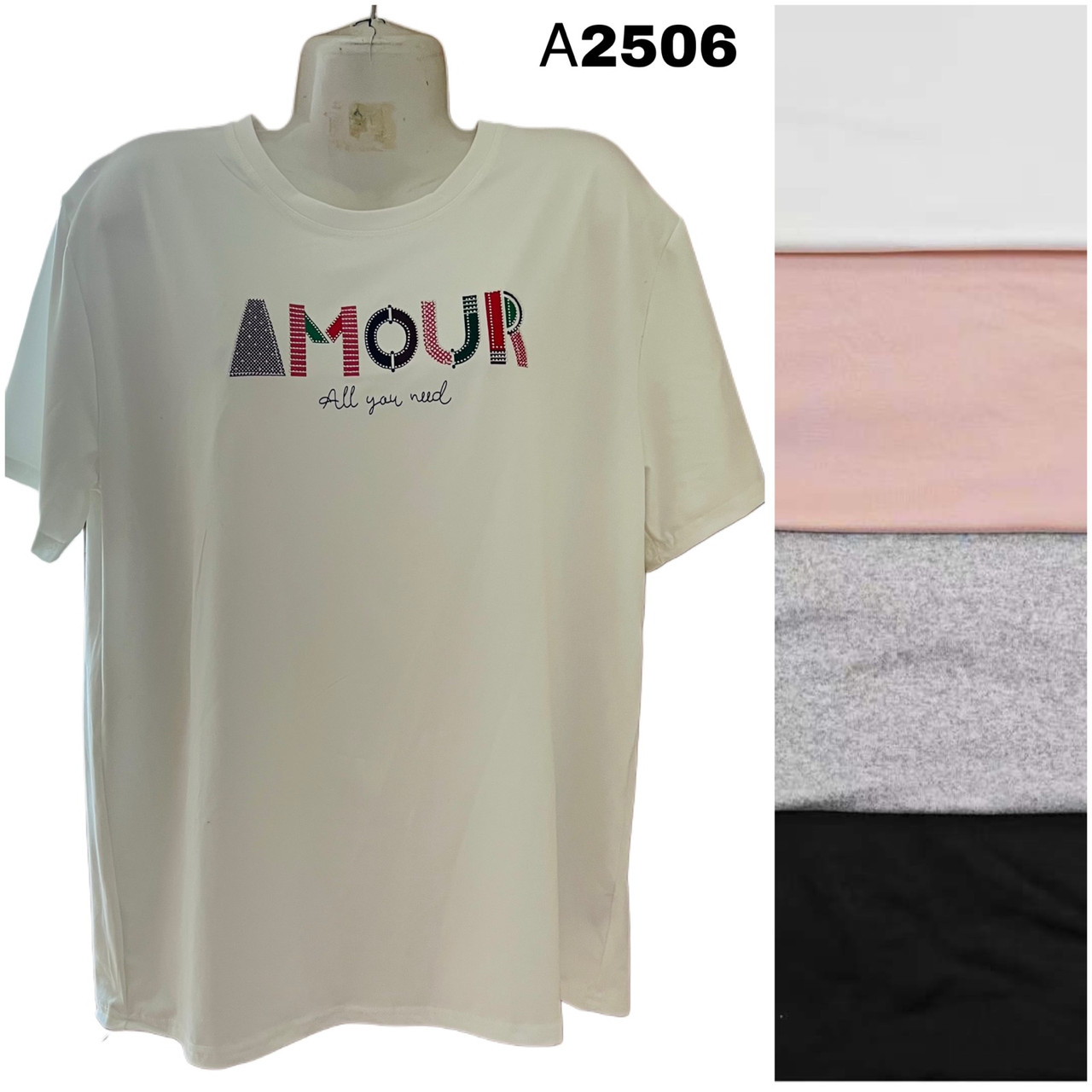 Жіноча футболка трикотаж розмір батал M/L-L/XL (52-60) Мікс (від 6 шт)