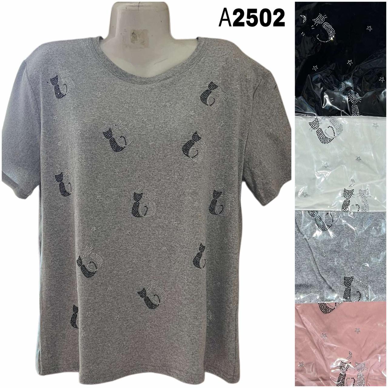 Жіноча футболка трикотаж розмір батал M/L-L/XL (52-60) Мікс (від 6 шт)