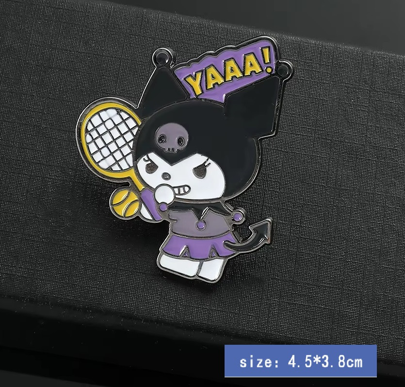 Комплект Міні броші піни Куромі з ракеткою, Kuromi (4.5*3.8 см). піни, значки, піни, фото 1